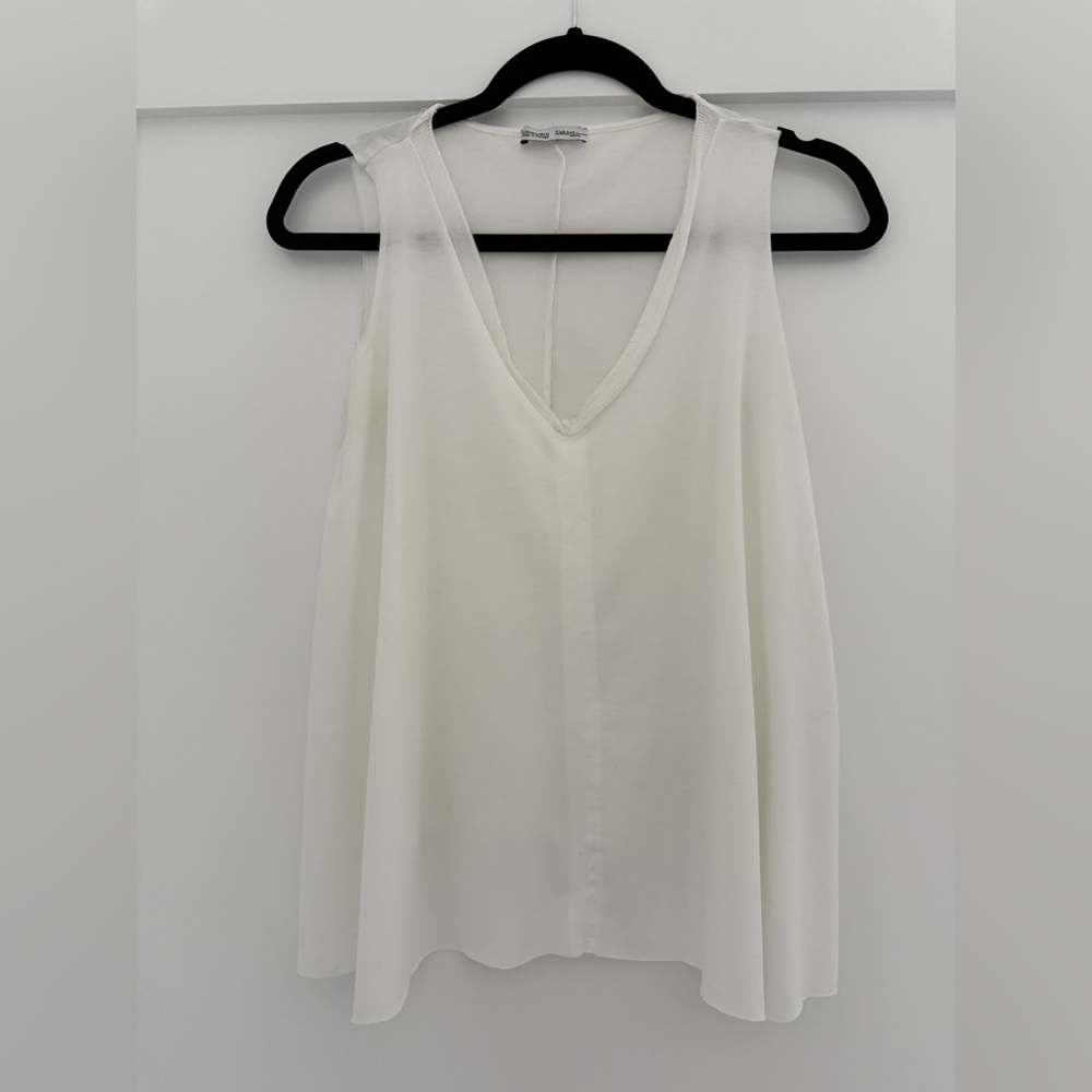 Zara White V-Neck Tank Top